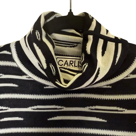 Carlisle Vintage Womens Silk/Cotton Black and White Turtleneck sz S - Picture 2 of 8